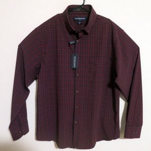 Mizzen + Main M Mens Long Sleeve Leeward Regular Fit Untuck Maroon Plaid Shirt